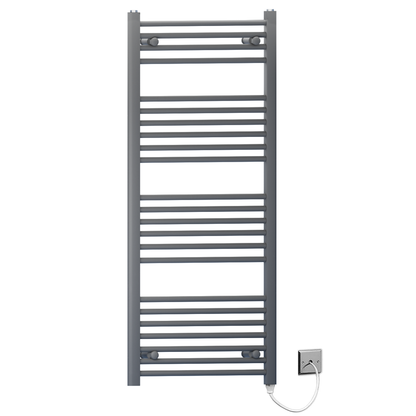  450mm Wide - 1200mm High  Anthracite Grey Electric Heated Towel Rail Radiator 