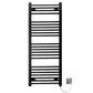 400mm x 1200mm Matt Black Electric Pre-Filled Heated Towel Rail | Flat Ladder 
