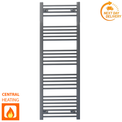  450mm Wide - 1400mm High Anthracite Grey Heated Towel Rail Radiator 