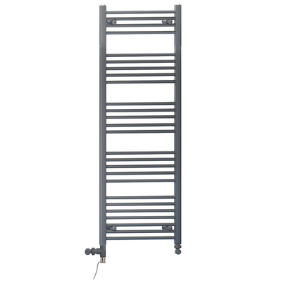  Dual Fuel 500 x 1400mm Straight Anthracite Grey Heated Towel Rail - (incl. Valves + Electric Heating Kit) 