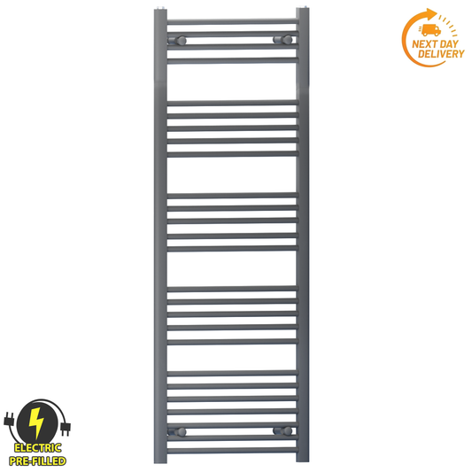 600mm Wide - 1400mm High  Anthracite Grey Electric Heated Towel Rail Radiator 