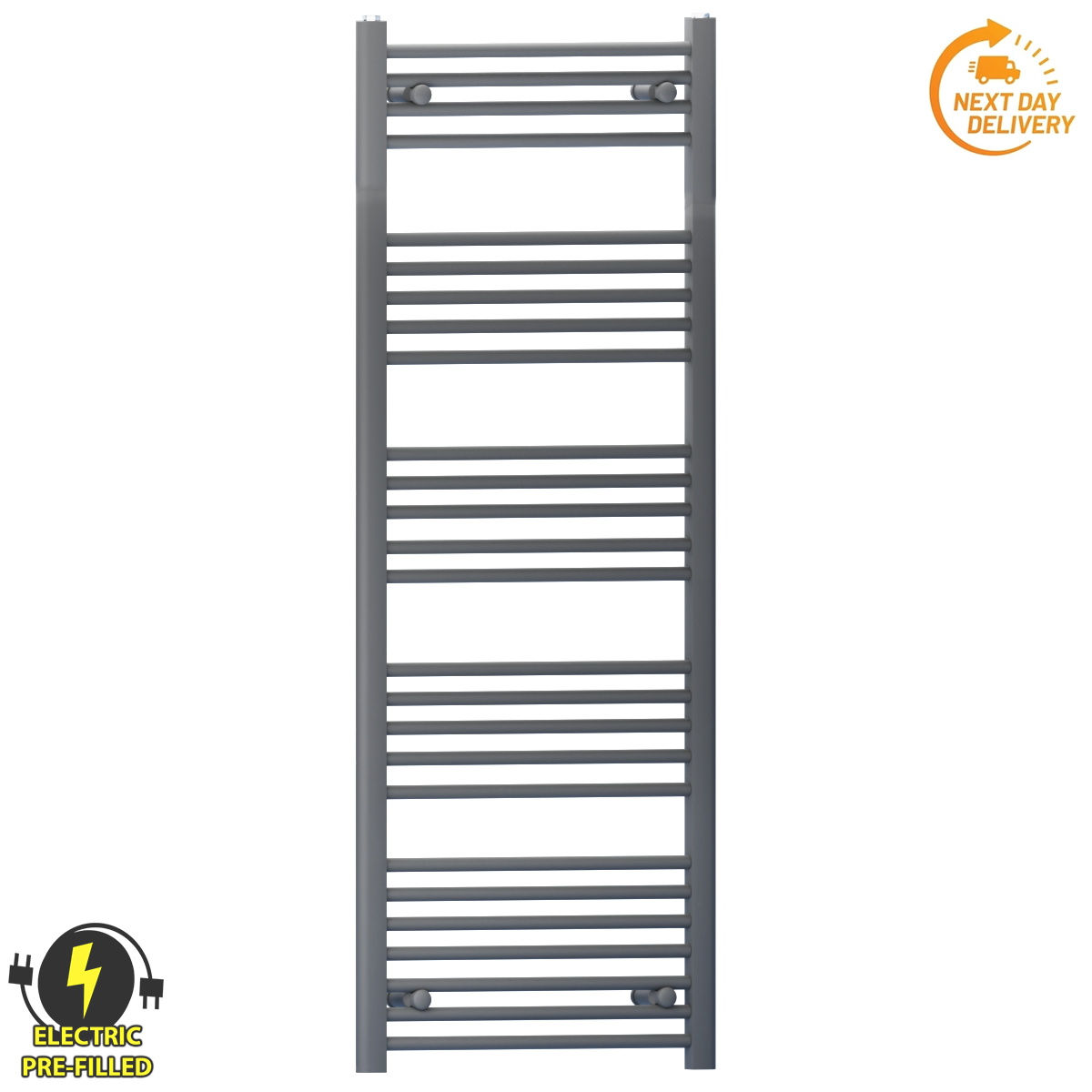  550mm Wide - 1400mm High  Anthracite Grey Electric Heated Towel Rail Radiator