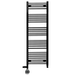 550mm x 1400mm Matt Black Dual Fuel Heated Towel Rail | Flat Ladder 