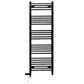 300mm x 1400mm Matt Black Dual Fuel Heated Towel Rail | Flat Ladder 