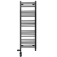 Dual Fuel 600 x 1400mm Straight Matt Black Heated Towel Rail - (incl. Valves + Electric Heating Kit) 