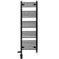 550mm x 1400mm Matt Black Dual Fuel Heated Towel Rail | Flat Ladder 
