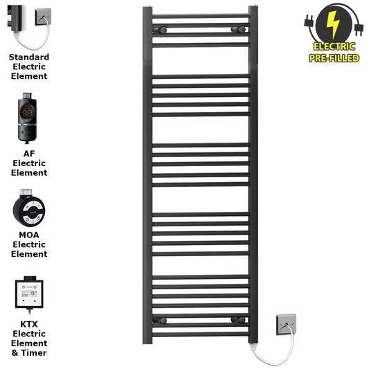 Radiateur sèche-serviettes électrique noir mat de 600 mm de large et 1 400 mm de haut 