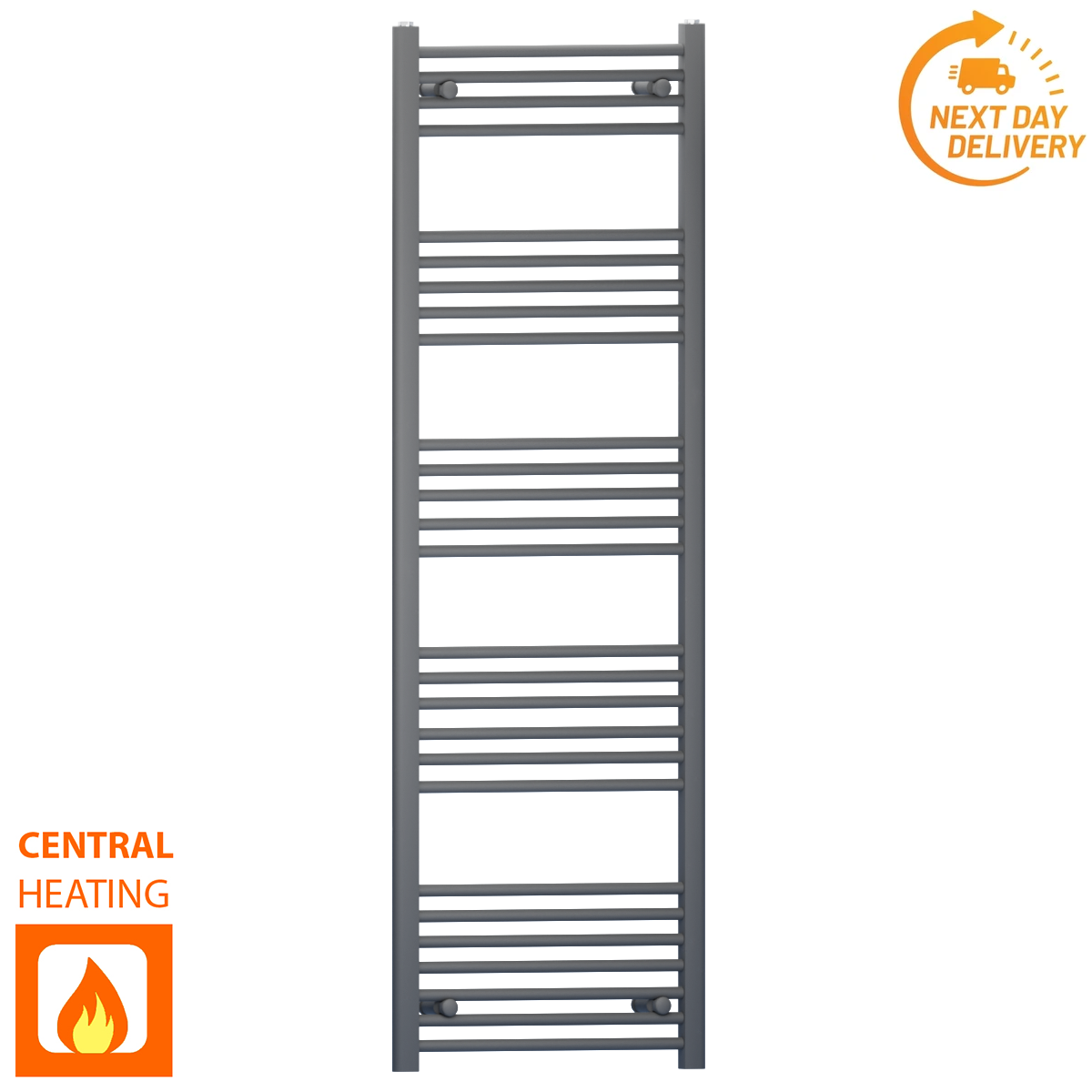  550mm Wide - 1600mm High Anthracite Grey Heated Towel Rail Radiator