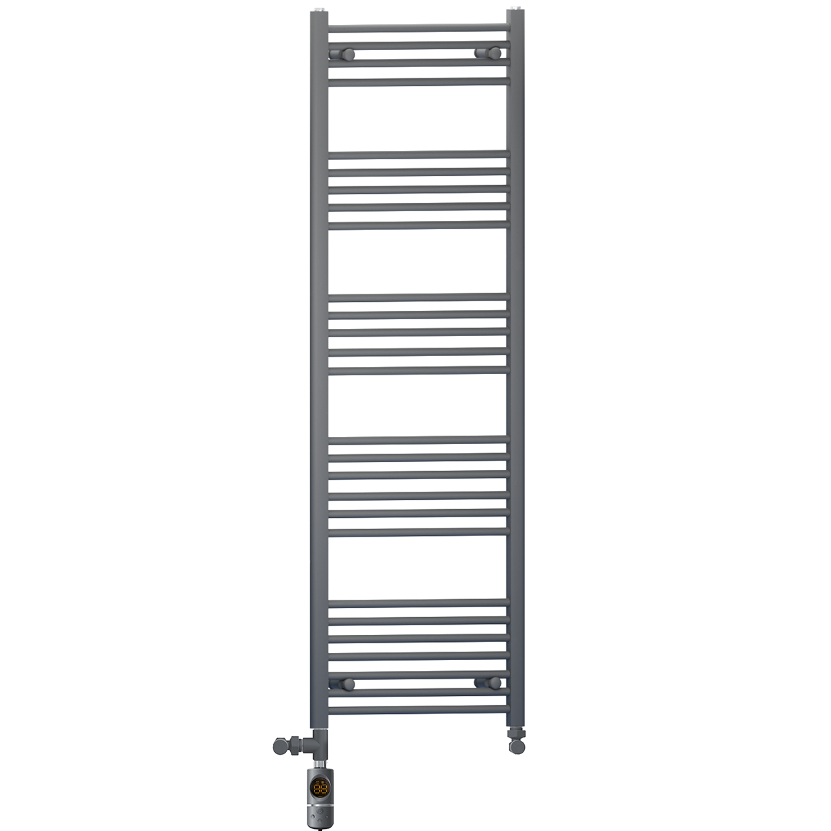  Dual Fuel 550 x 1600mm Straight Anthracite Grey Heated Towel Rail - (incl. Valves + Electric Heating Kit)