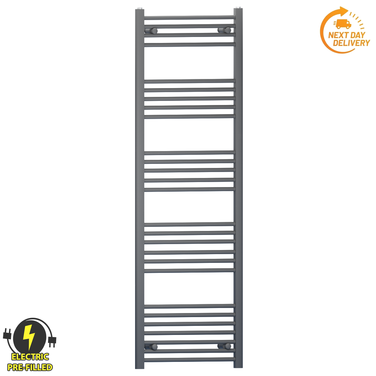  500mm Wide - 1600mm High  Anthracite Grey Electric Heated Towel Rail Radiator