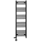 500mm x 1600mm Matt Black Dual Fuel Heated Towel Rail | Flat Ladder 