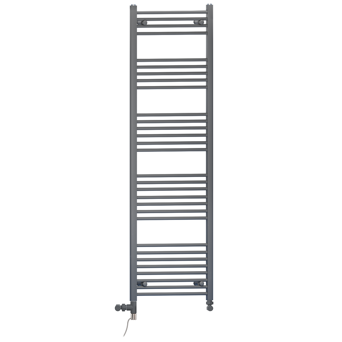  Dual Fuel 450 x 1700mm Straight Anthracite Grey Heated Towel Rail - (incl. Valves + Electric Heating Kit)