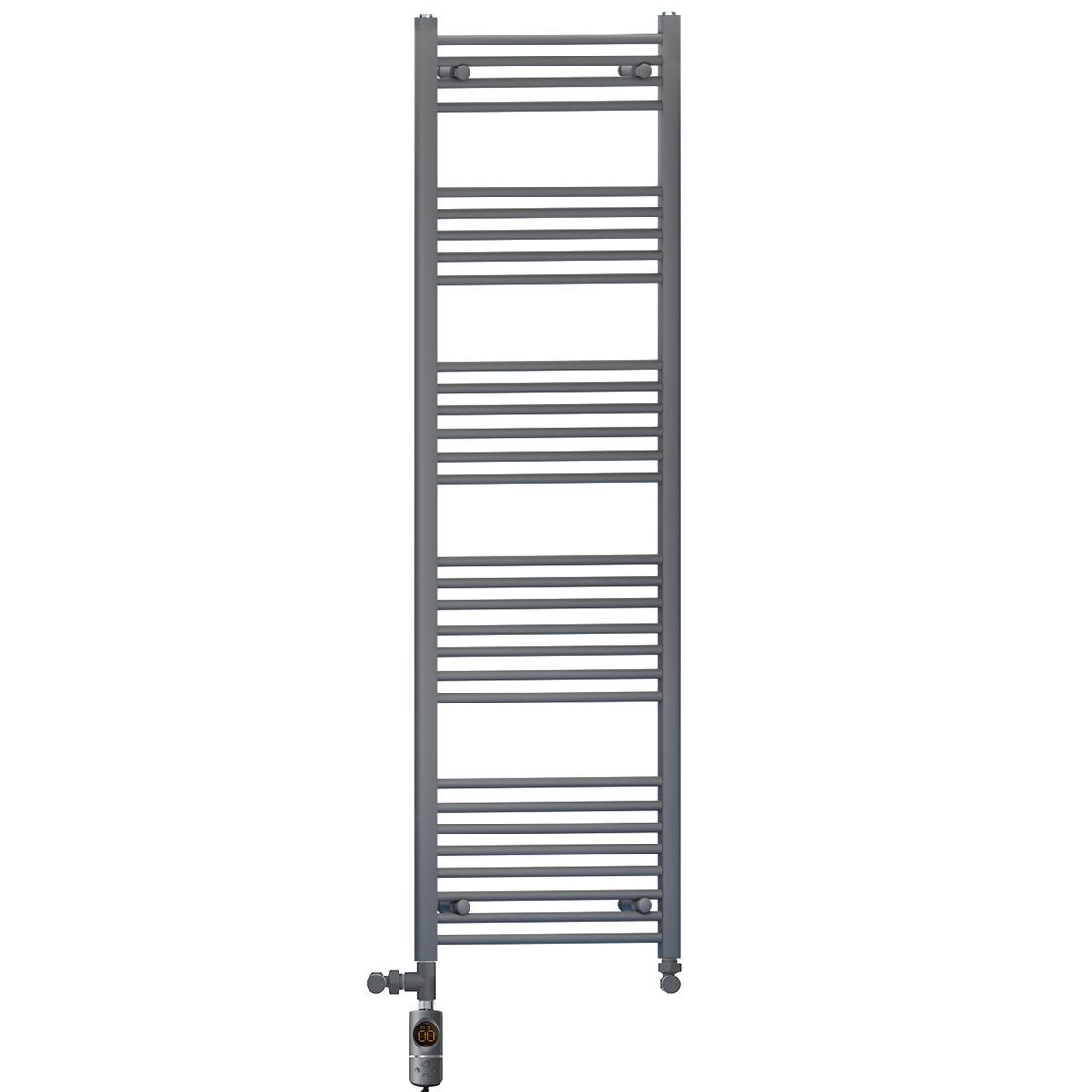  Dual Fuel 450 x 1700mm Straight Anthracite Grey Heated Towel Rail - (incl. Valves + Electric Heating Kit)