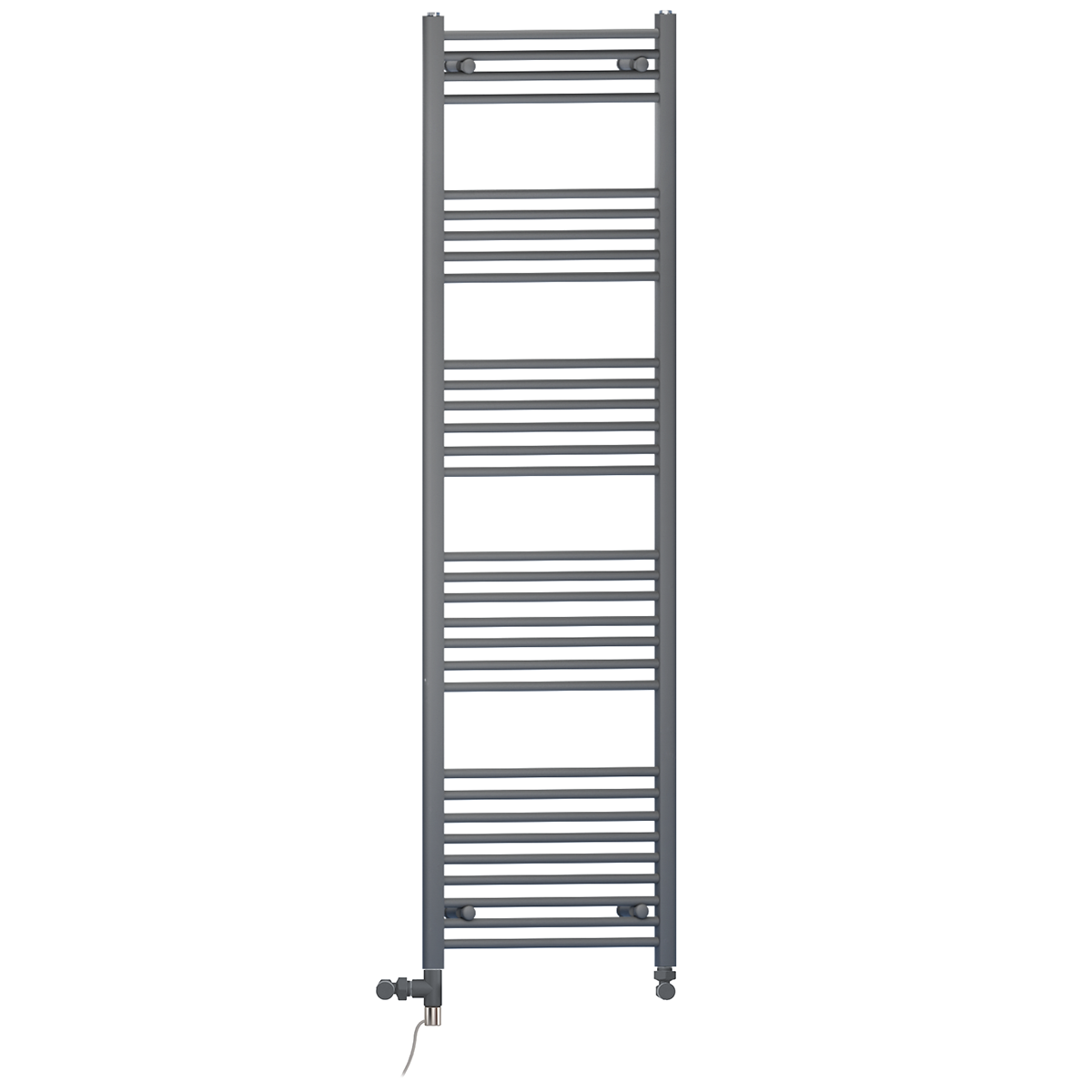  Dual Fuel 400 x 1800mm Straight Anthracite Grey Heated Towel Rail - (incl. Valves + Electric Heating Kit)