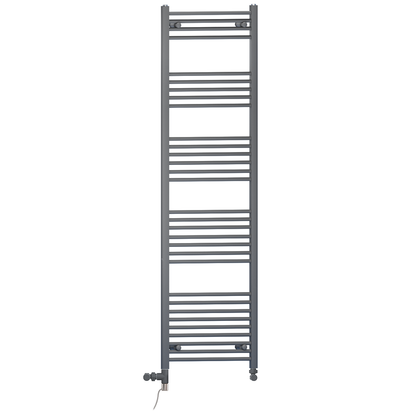  Dual Fuel 400 x 1800mm Straight Anthracite Grey Heated Towel Rail - (incl. Valves + Electric Heating Kit) 