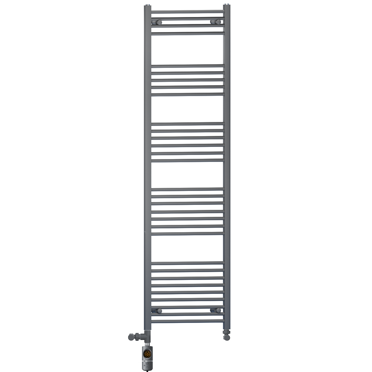  Dual Fuel 400 x 1800mm Straight Anthracite Grey Heated Towel Rail - (incl. Valves + Electric Heating Kit)