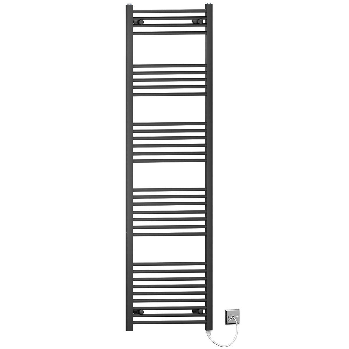  Radiateur sèche-serviettes électrique noir mat de 450 mm de large et 1800 mm de haut