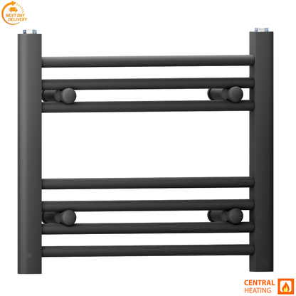 600mm Wide - 400mm High Flat Black Heated Towel Rail Radiator 