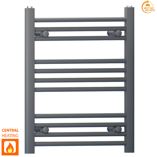 450mm Wide - 600mm High Anthracite Grey Heated Towel Rail Radiator 