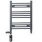 Dual Fuel 550 x 600mm Straight Anthracite Grey Heated Towel Rail - (incl. Valves + Electric Heating Kit) 