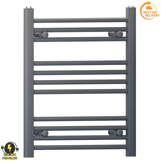 600mm Wide - 600mm High  Anthracite Grey Electric Heated Towel Rail Radiator 