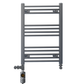 Dual Fuel 550 x 700 mm gerader anthrazitgrauer Handtuchheizkörper – (inkl. Ventile + Elektroheizungs-Kit) 