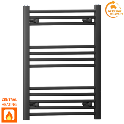  500mm Wide - 700mm High Flat Black Heated Towel Rail Radiator 