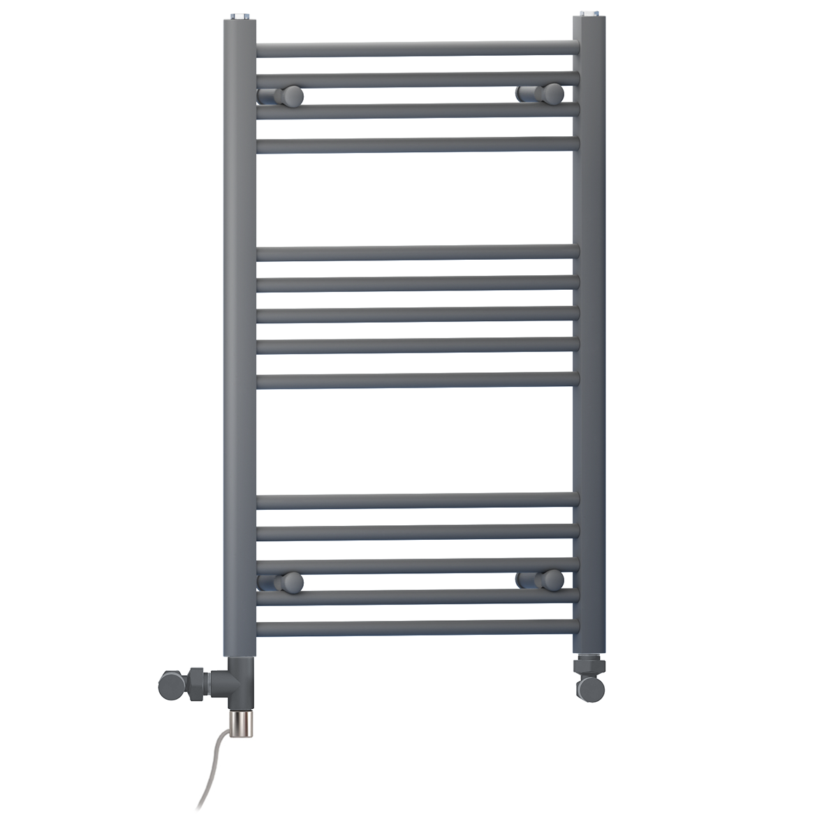  Dual Fuel 550 x 800mm Straight Anthracite Grey Heated Towel Rail - (incl. Valves + Electric Heating Kit)