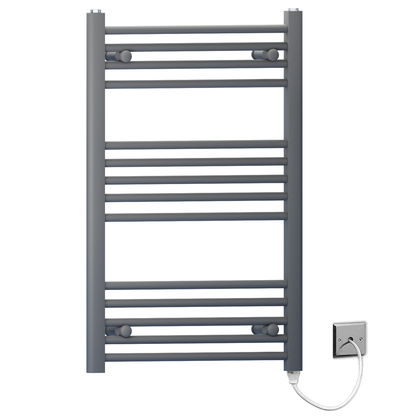  450mm Wide - 800mm High  Anthracite Grey Electric Heated Towel Rail Radiator 
