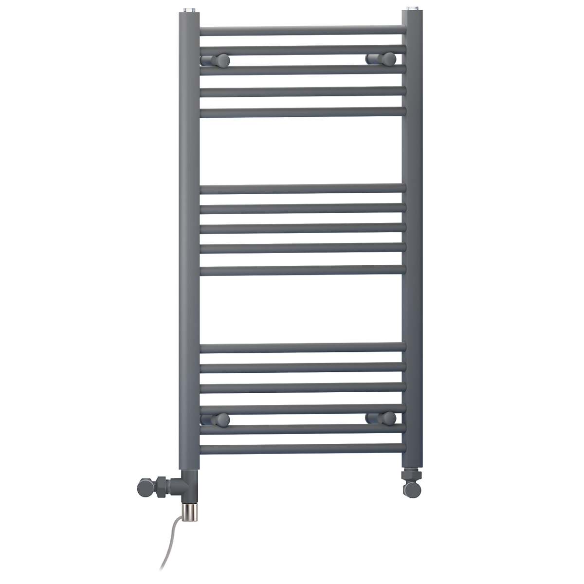  Dual Fuel 400 x 900mm Straight Anthracite Grey Heated Towel Rail - (incl. Valves + Electric Heating Kit)