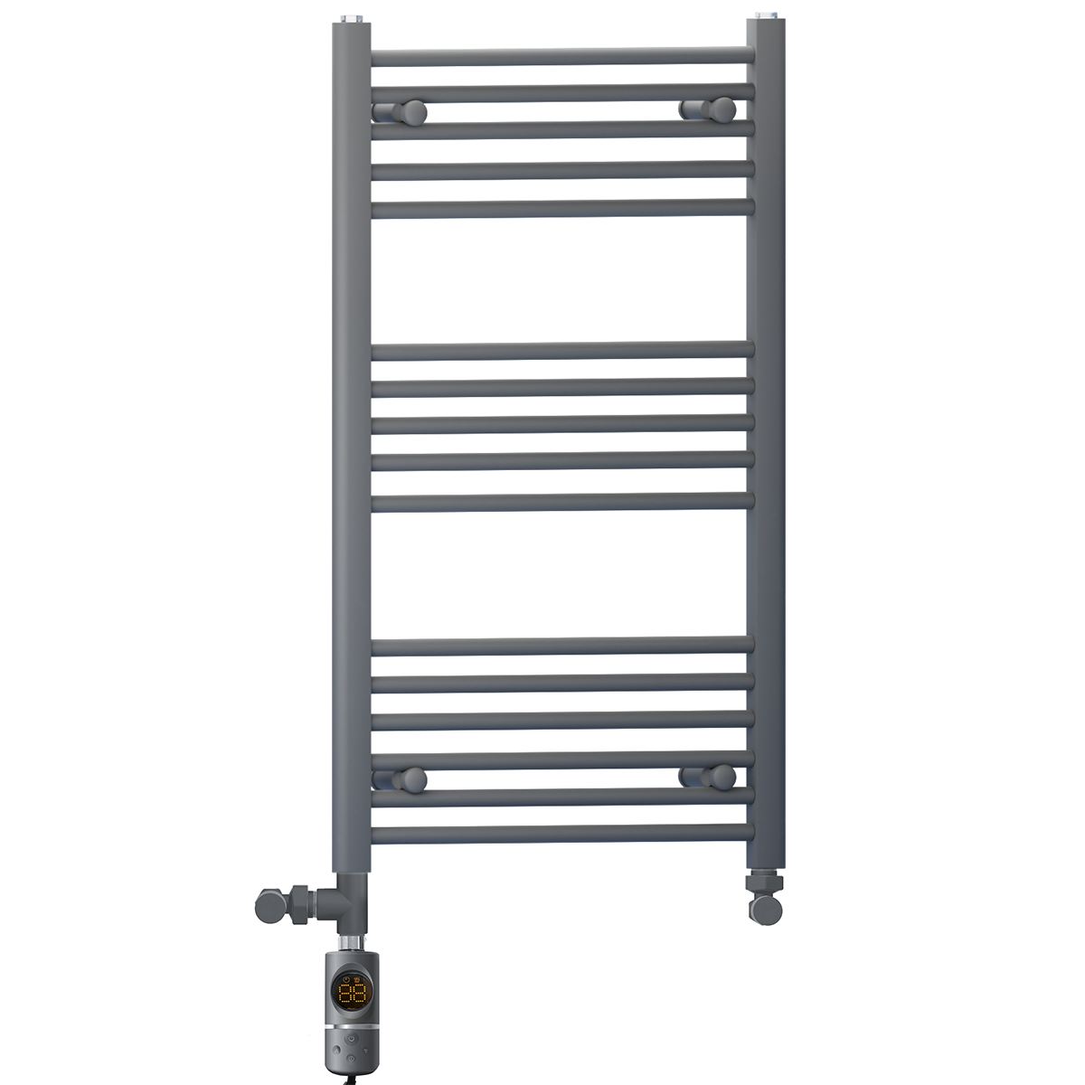  Dual Fuel 400 x 900mm Straight Anthracite Grey Heated Towel Rail - (incl. Valves + Electric Heating Kit)
