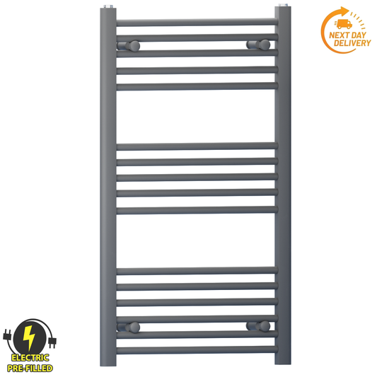 Radiateur sèche-serviettes électrique gris anthracite de 500 mm de large et 900 mm de haut 