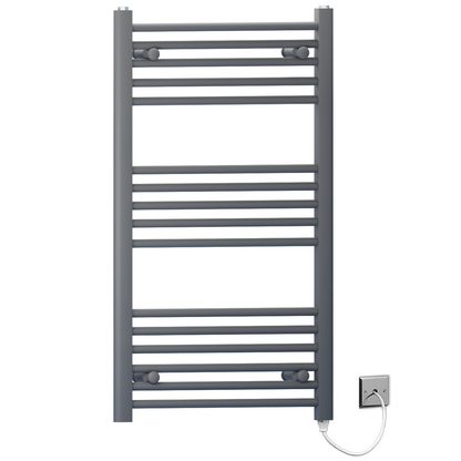  450mm Wide - 900mm High  Anthracite Grey Electric Heated Towel Rail Radiator 