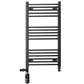 Dual Fuel 600 x 900mm Straight Matt Black Heated Towel Rail - (incl. Valves + Electric Heating Kit) 