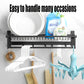 Black Towel Rail Holder Wall Mounted Rack Shelf With Mesh 