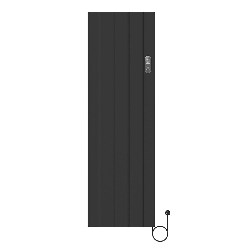  498 x 1600mm Smart Wifi Electric Panel Radiator - 1500W Black Vertical Aluminium