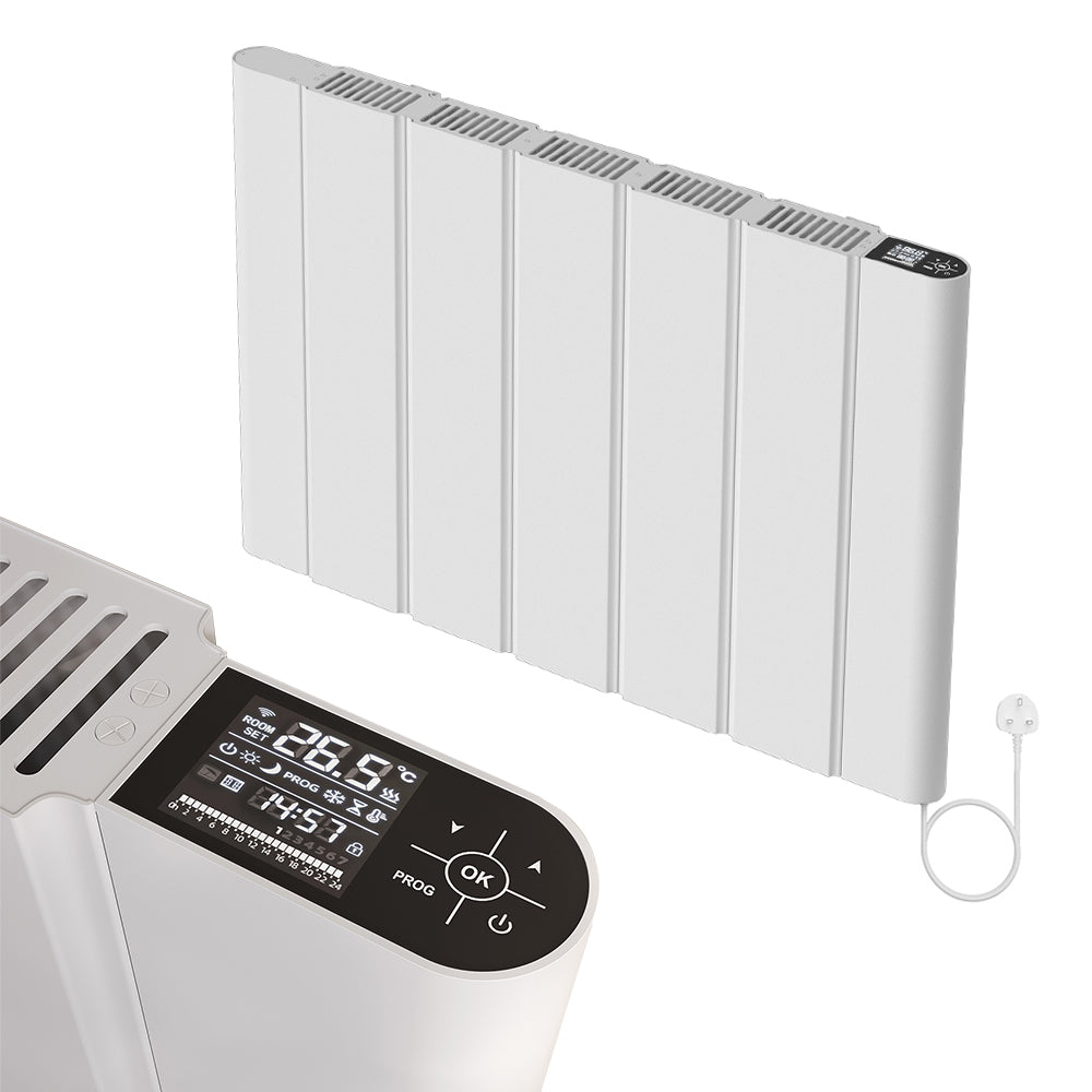  724 x 500mm Smart Wifi Electric Panel Radiator - 1000W White Horizontal Aluminium
