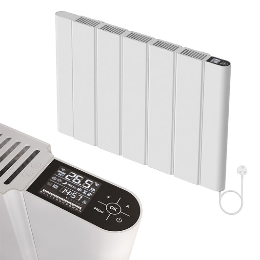 724 x 500mm Smart Wifi Electric Panel Radiator - 1000W White Horizontal Aluminium 