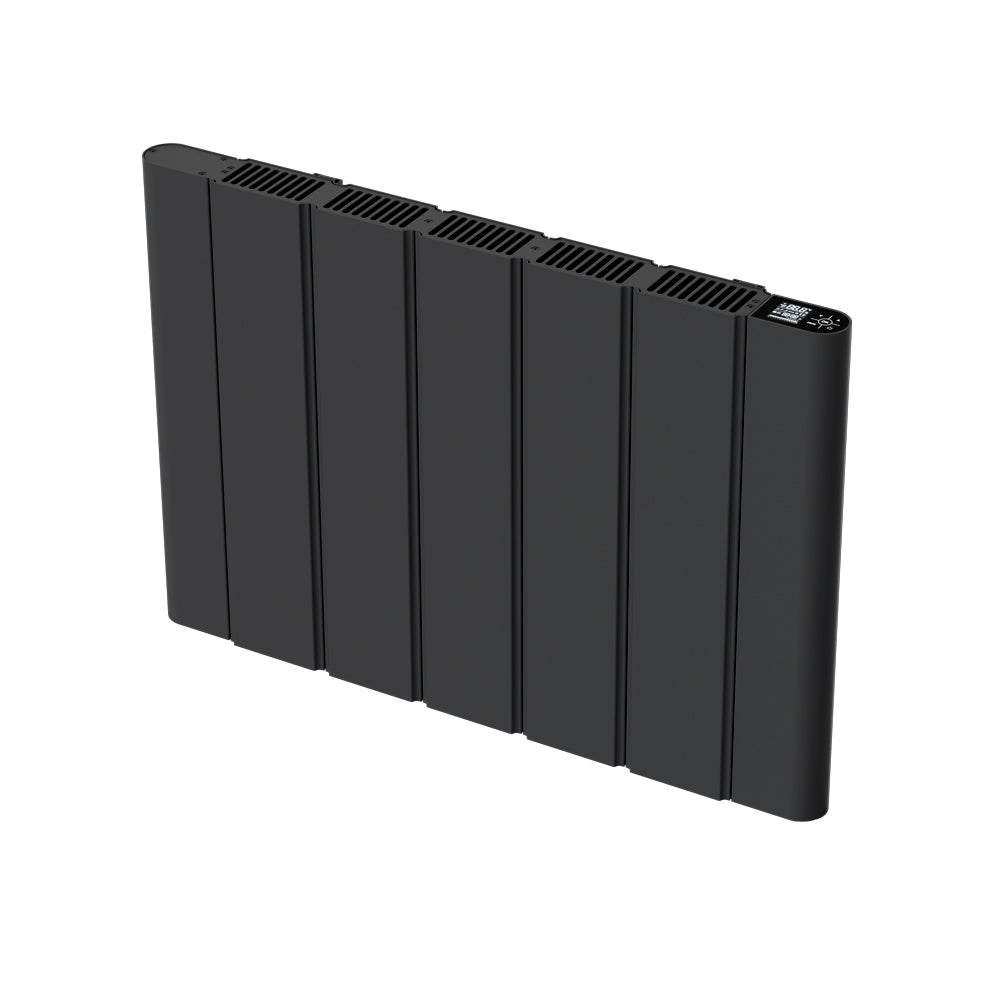  724 x 500mm Smart Wifi Electric Panel Radiator - 1000W Black Horizontal Aluminium