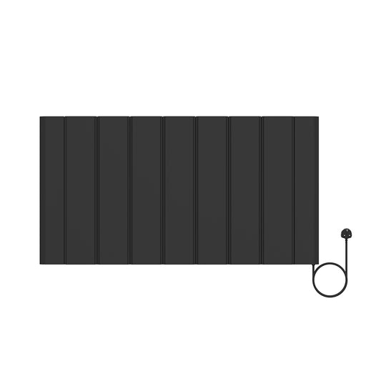 946 x 500mm Smart Wifi Electric Panel Radiator - 1500W Black Horizontal Aluminium 