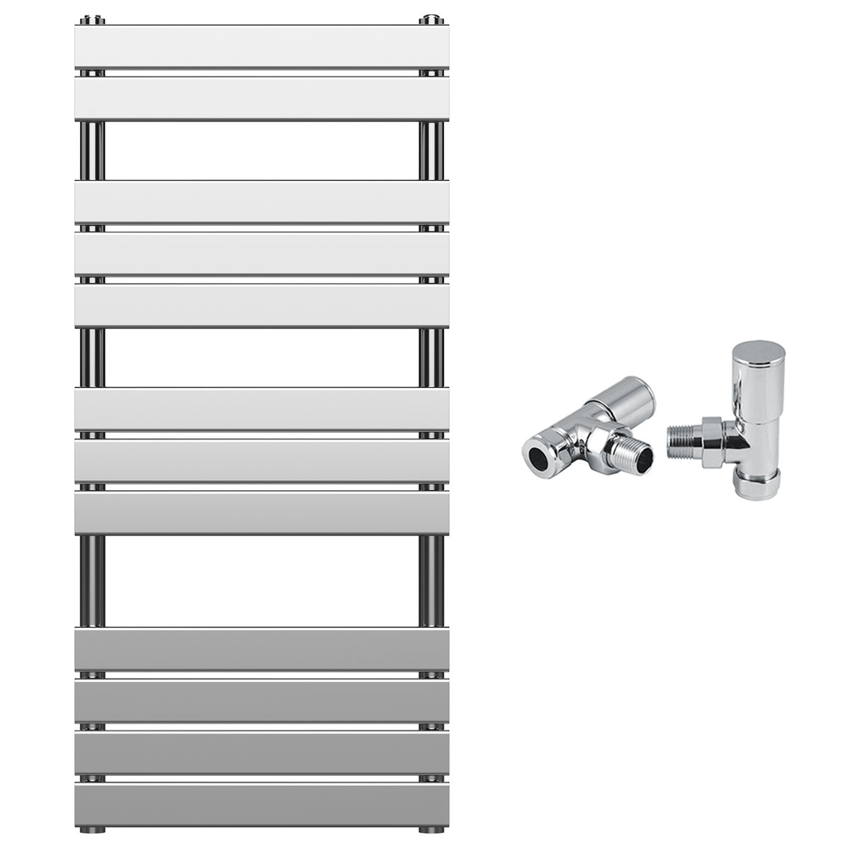  500 x 1200mm Chrome Heated Towel Rail Radiator – Flat Panel Designer 1,644 BTU Central Heating UK
