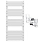 550 x 1200mm White Heated Towel Rail Radiator – Flat Panel Designer 2216 BTU Central Heating UK 