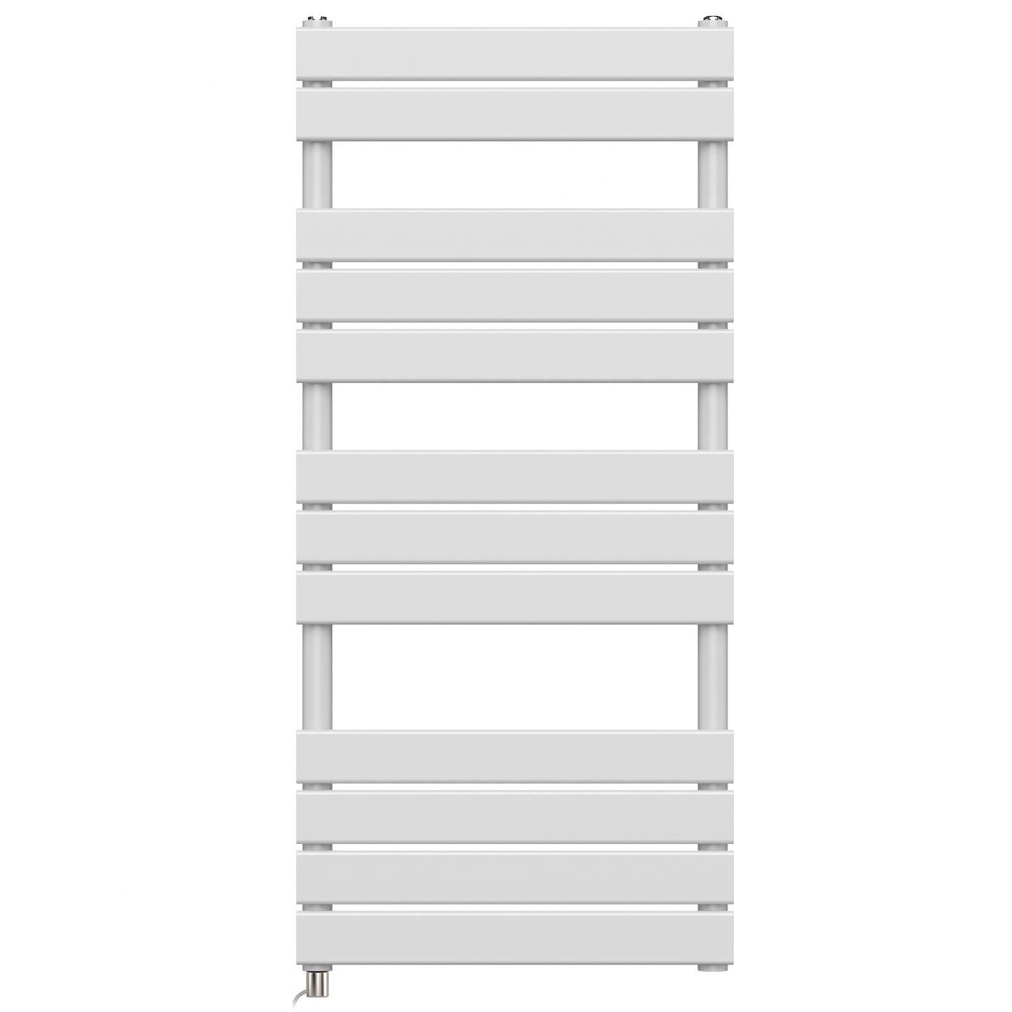  500 x 1200mm White Electric Heated Towel Rail Radiator – Flat Panel Designer 600W Pre Filled UK