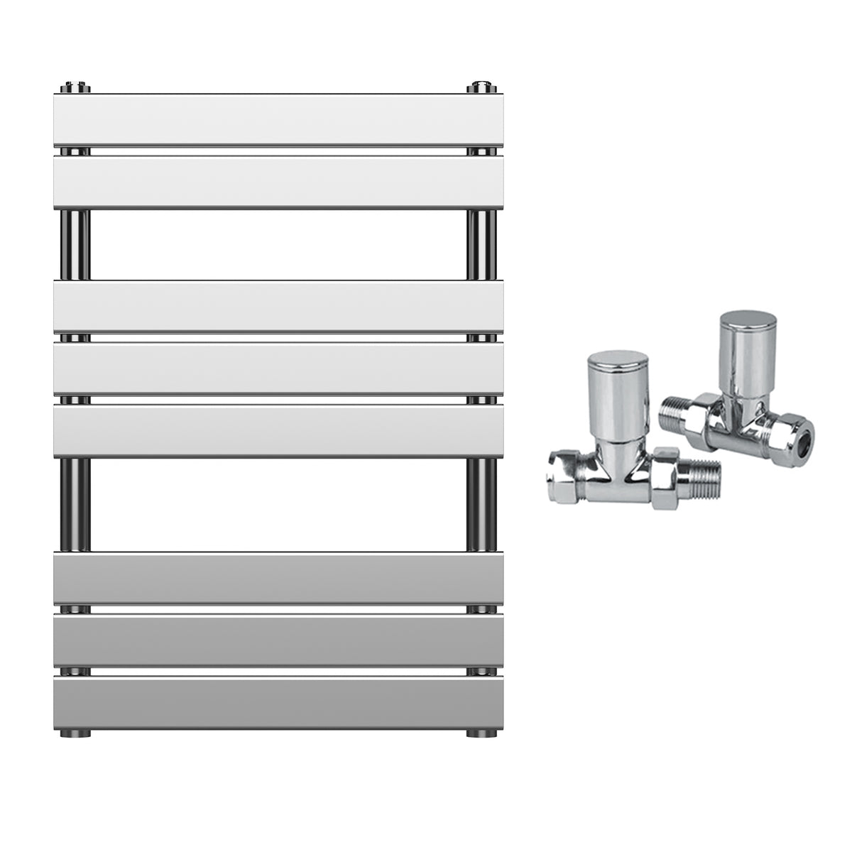  500 x 800mm Chrome Heated Towel Rail Radiator – Flat Panel Designer  1,096 BTU Central Heating UK