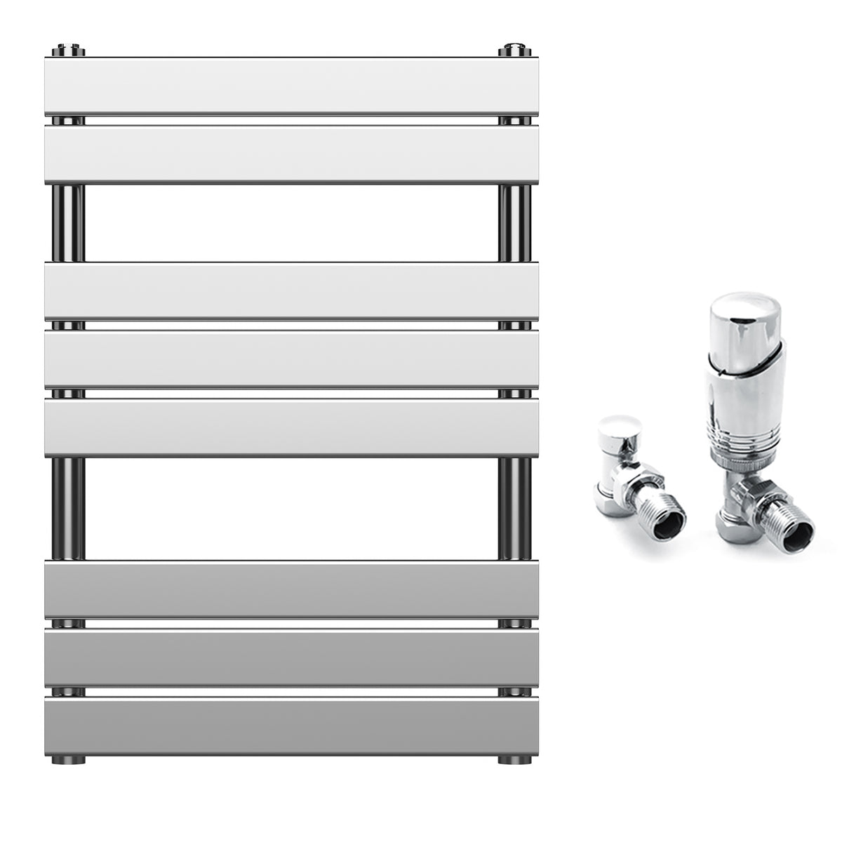 500 x 800mm Chrome Heated Towel Rail Radiator – Flat Panel Designer  1,096 BTU Central Heating UK