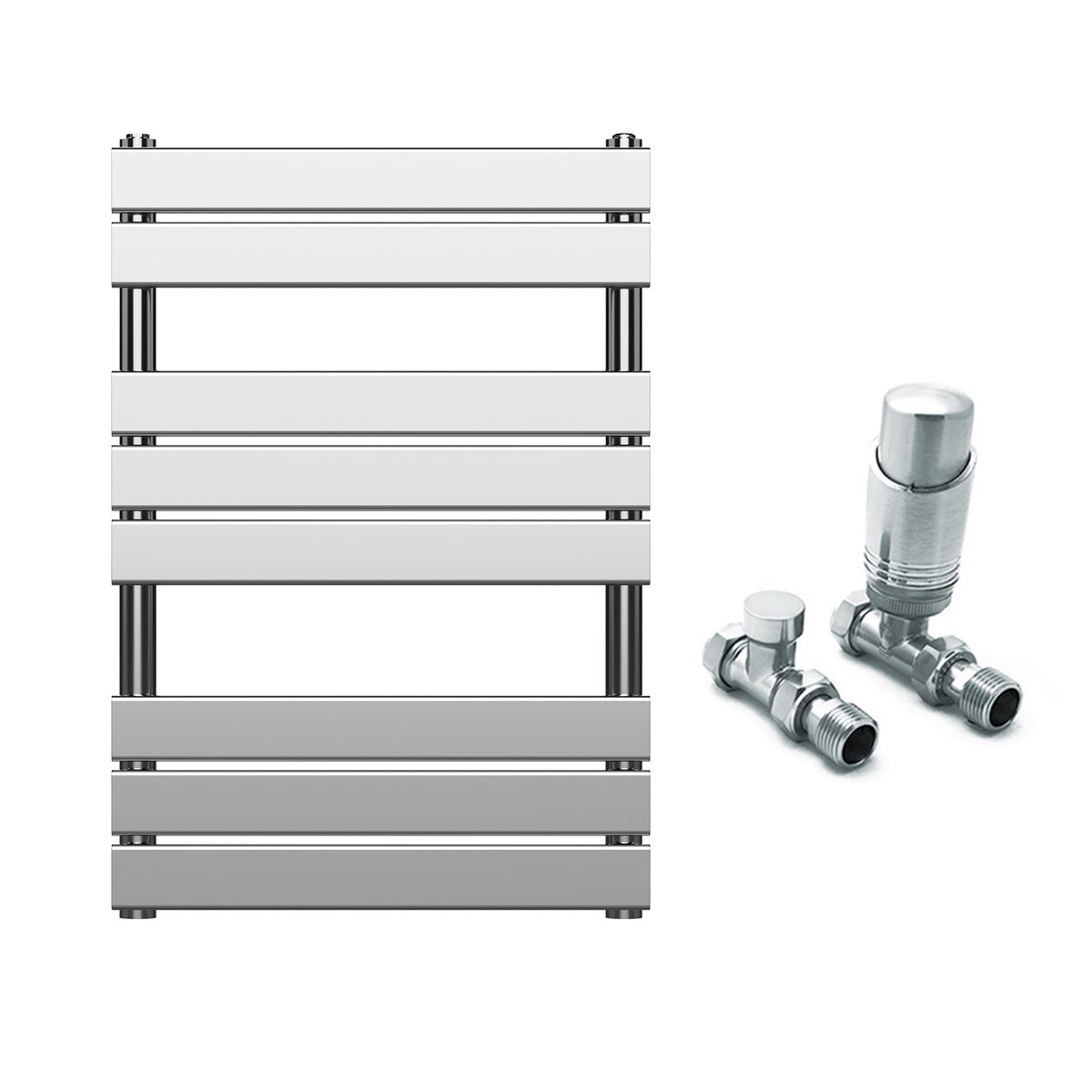  500 x 800mm Chrome Heated Towel Rail Radiator – Flat Panel Designer  1,096 BTU Central Heating UK