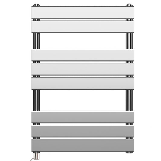 550 x 800mm Chrome Electric Heated Towel Rail Radiator – Flat Panel Designer 400W Pre Filled UK 