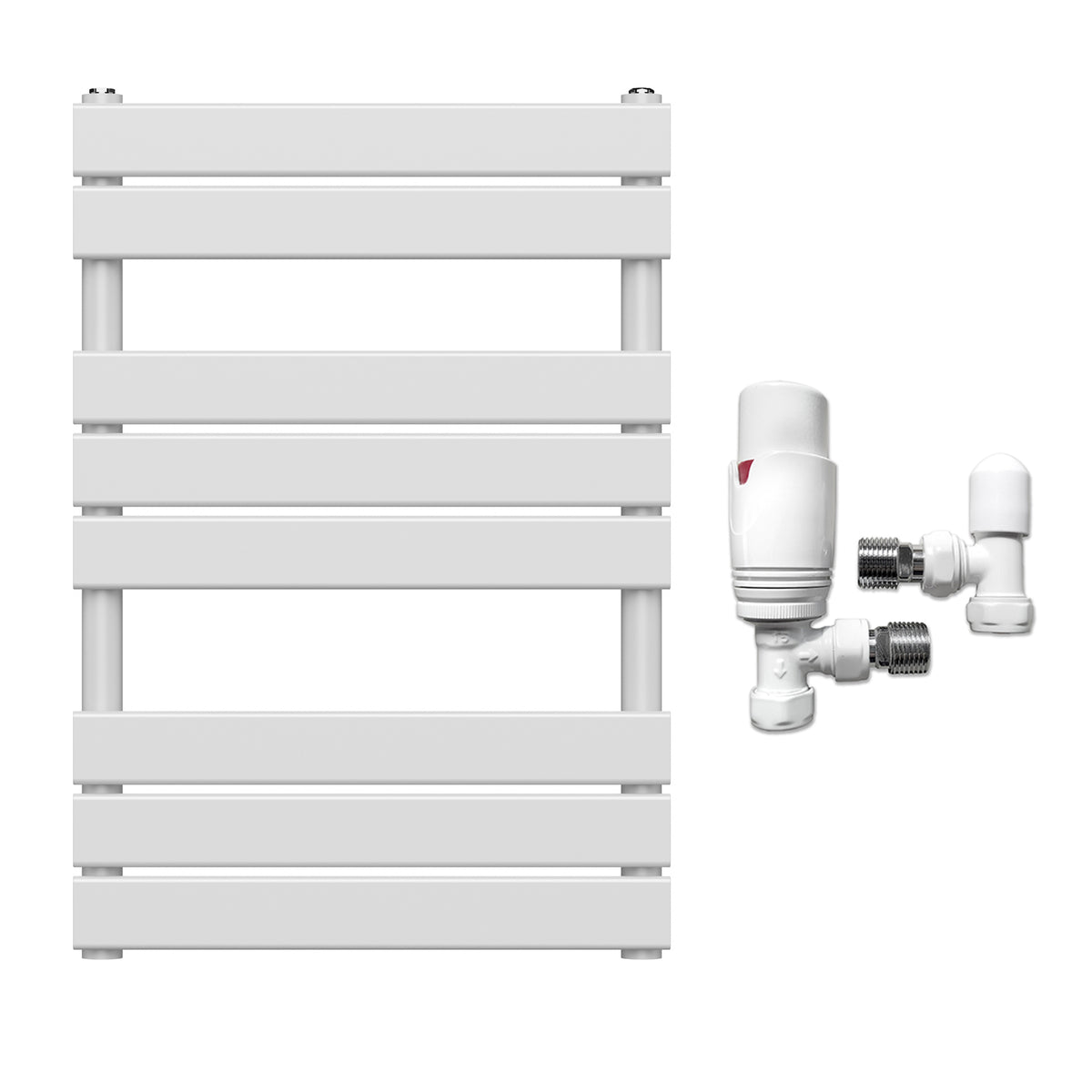  550 x 800mm White Heated Towel Rail Radiator – Flat Panel Designer  1,358 BTU Central Heating UK
