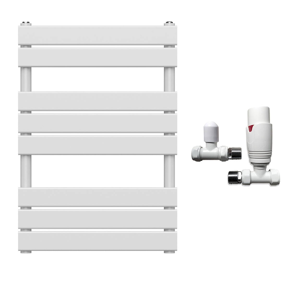  550 x 800mm White Heated Towel Rail Radiator – Flat Panel Designer  1,358 BTU Central Heating UK