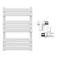 550 x 800mm White Heated Towel Rail Radiator – Flat Panel Designer  1,358 BTU Central Heating UK 